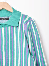 【3色展開】Meridian ストライプ 襟付きセーター