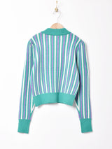 【3色展開】Meridian ストライプ 襟付きセーター