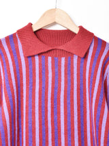 【3色展開】Meridian ストライプ 襟付きセーター