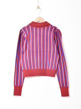 【3色展開】Meridian ストライプ 襟付きセーター