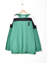 Elcamino アルファベットパッチ ラインセーター