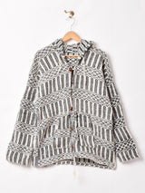 ウッドボタン 総柄 パーカー