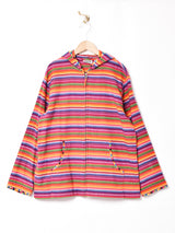 ボーダー フード付きジャケット