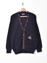 イタリア製 ワンポイント刺繍カーディガン