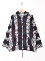 ウッドボタン 総柄 パーカー