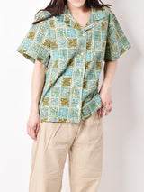 Emerald Motel 総柄 コットンリネン オープンカラー半袖シャツ