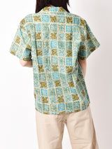 Emerald Motel 総柄 コットンリネン オープンカラー半袖シャツ