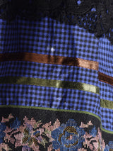 チェック テープ×レース フレアスカート