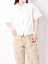 【2色展開】織り柄 チャイナボタン 半袖シャツ