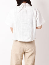 【2色展開】織り柄 チャイナボタン 半袖シャツ