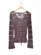 クロシェ長袖トップス