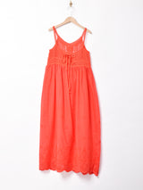 【3色展開】Meridian レースアップクロシェ キャミソールワンピース