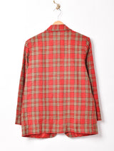 ウール混 チェックテーラードジャケット