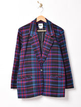 ウール混 チェック柄テーラード