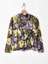 花柄 パフスリーブ 長袖ブラウス