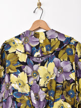 花柄 パフスリーブ 長袖ブラウス