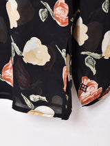 花柄 ノーカラー  シースルー長袖シャツ