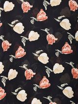 花柄 ノーカラー  シースルー長袖シャツ