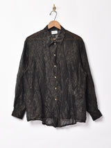 メタリック シースルー 長袖シャツ