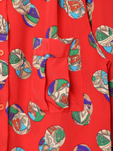 総柄 パフスリーブ 長袖シャツ