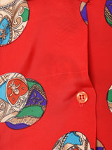 総柄 パフスリーブ 長袖シャツ