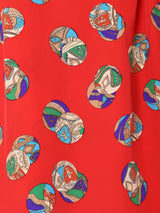 総柄 パフスリーブ 長袖シャツ