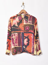 総柄 シースルー 長袖シャツ