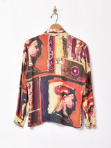 総柄 シースルー 長袖シャツ