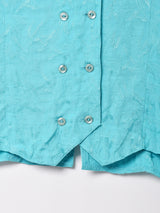 織り柄 半袖 オープンカラーシャツ