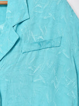 織り柄 半袖 オープンカラーシャツ