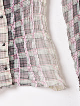 アメリカ製 チェック 長袖 シースルートップス