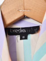 ストライプ ボウタイ 半袖ブラウス