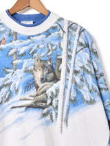 ウルフ プリント スウェットシャツ