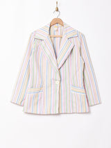 アメリカ製 パステルマルチカラー ストライプ テーラードジャケット