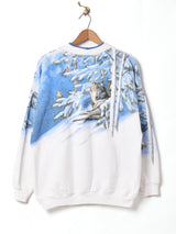 ウルフ プリント スウェットシャツ