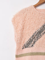 シャギー デザイン 半袖セーター