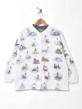 アメリカ製 灯台 総柄 フロントボタン スウェットシャツ