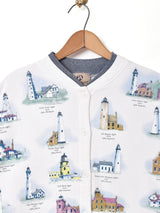 アメリカ製 灯台 総柄 フロントボタン スウェットシャツ