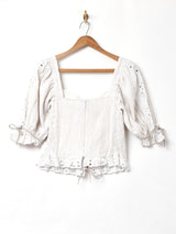 レースアップ カットワーク チロルトップス