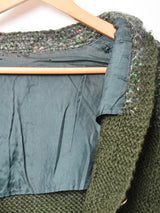 ラメ糸入り ゴールドボタンカーディガン