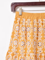 【2色展開】Meridian カットワーク刺繍 ティアードスカート