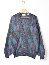 イタリア製 ダイヤ柄 カーディガン