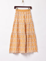 【2色展開】Meridian カットワーク刺繍 ティアードスカート