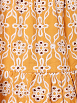 【2色展開】Meridian カットワーク刺繍 ティアードスカート