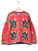 総柄 ハンドニット カーディガン