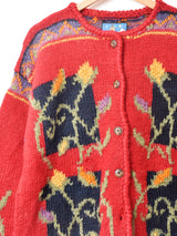 総柄 ハンドニット カーディガン
