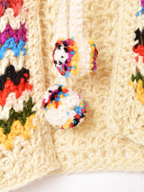 マルチカラー ポンポン付きカーディガン