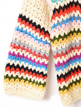 マルチカラー ポンポン付きカーディガン