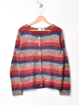 モヘア混 ボーダ—カーディガン