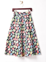 【3色展開】総柄 キルティング サーキュラースカート